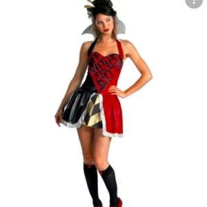 Alice in Wonderland Queen of Hearts costume medium/large, collar, dress, & crown